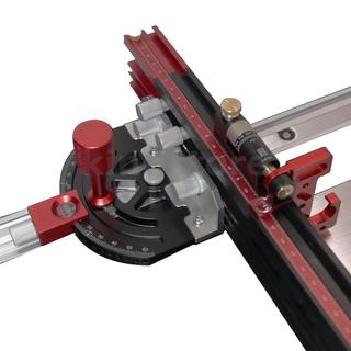ENJOYWOOD ปรับมุมงานไม้ Push Handle w/ Precision CNC อลูมิเนียม Backing Block 0.02 มม.Fine-Tunning Scale เลเซอร์แกะสลักไม้บรรทัดสําหรับตารางเลื่อย