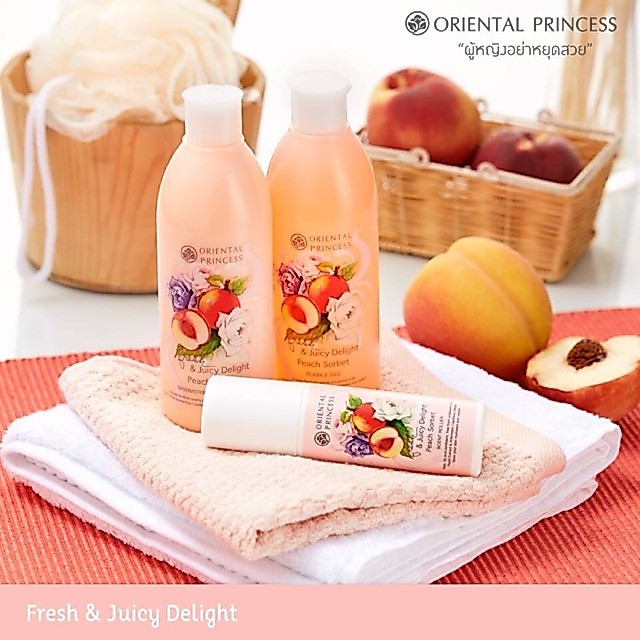 เซตกลิ่นพีช:ครีมทาตัว+เจลอาบน้ำ+โรลออน: Fresh&Juicy Delight Peach Sorbet Bubble Gel+Shimmering Moisturiser+Scent Rol