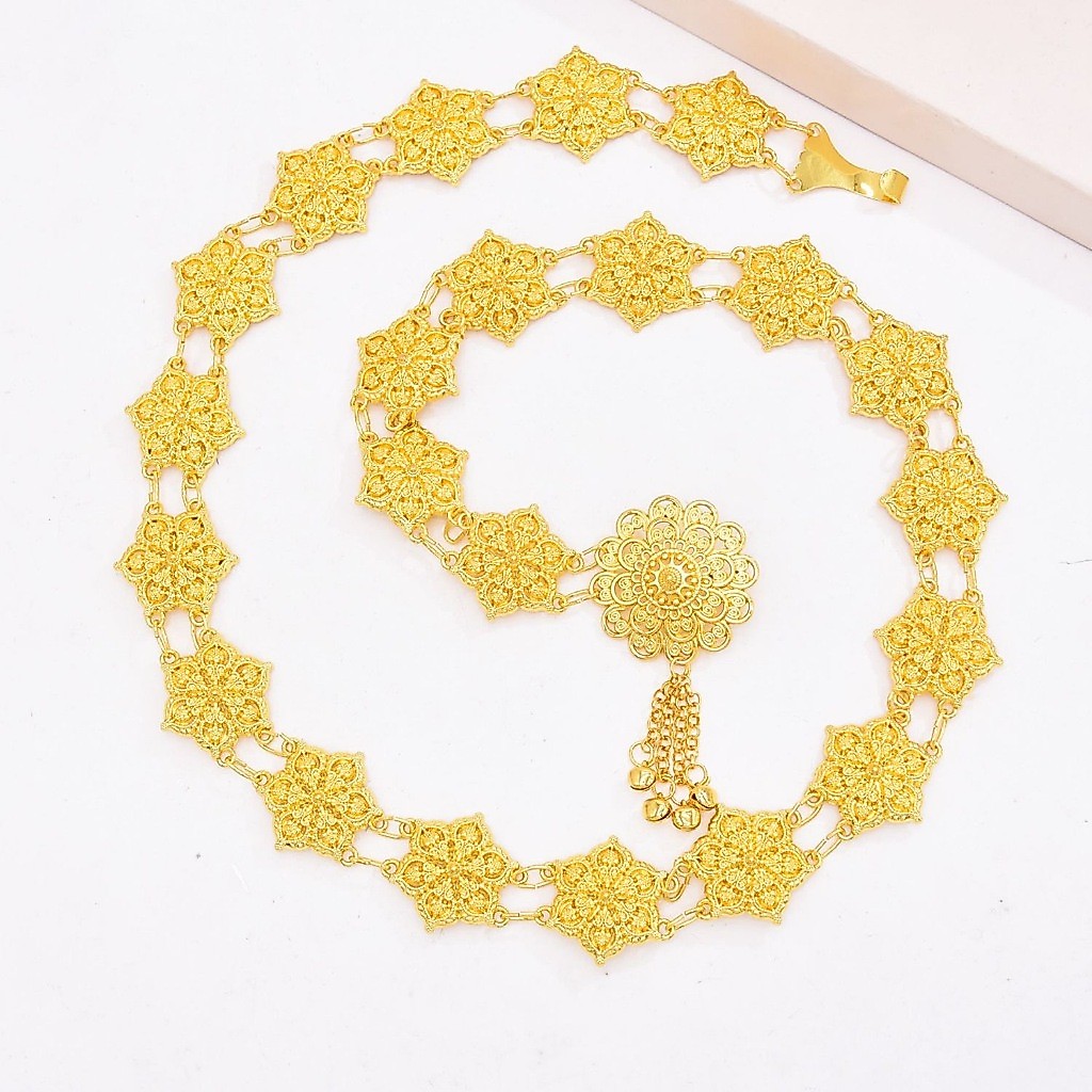 Vintage jewelry เครืองประดับโบราณเข็มขัดดอกไม้อีสานชุดล้านนาไทหัวเข็มขัด สีทอง