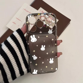 For iPhone เคสไอโฟน ดาวและกระต่าย 11 12 13 14 15 16 17 PLUS B4PRO MAX X XS เปลือกที่เรียบง่าย MAX XR 7/8PLUS