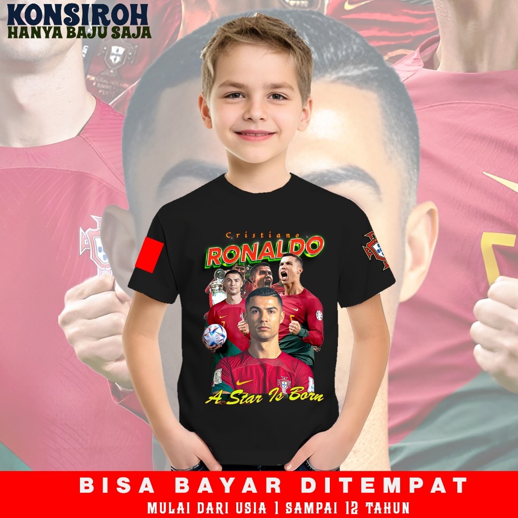 Cristiano Ronaldo Portugal ทีมชาติฟุตบอล Streetwear เสื้อยืดเด็ก Cristiano Ronaldo Bootleg Distro เส