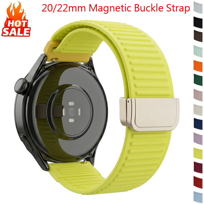 20 มม.22 มม.หัวเข็มขัดแม่เหล็กสายรัดซิลิโคนสําหรับ Garmin forerunner 165/55/265/255/970 สําหรับ Samsung Galaxy Watch 7/6/5/4 สําหรับ Redmi Watch 5 Active/5 Lite สาย Band