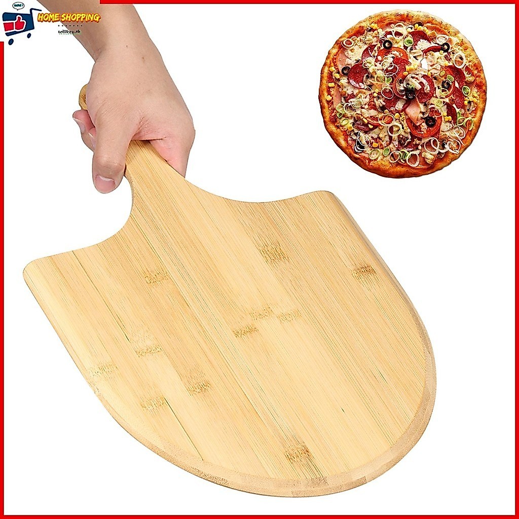 Pizza Peel ไม้พายไม้ไผ่ ด้ามจับยาว อเนกประสงค์ สําหรับปอกพิซซ่า 40 × 28 × 0.8 ซม.