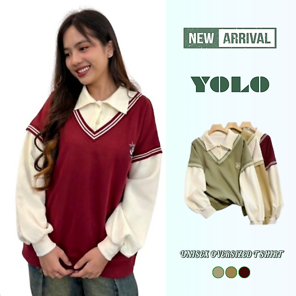 YOLO เสื้อกันหนาว คอปกโปโล แขนยาว สไตล์ใหม่ แฟชั่นฤดูใบไม้ร่วง สําหรับเด็กผู้หญิง และนักเรียน กระชับพอดี 90367