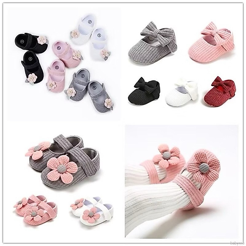 [พร้อมส่ง] รองเท้าเจ้าหญิง รองเท้าเด็กเล็กพื้นนิ่ม มีกันลื่น ลายดอกไม้น่ารัก สําหรับเด็กทารกแรกเกิดผู้หญิง Baby Shoes