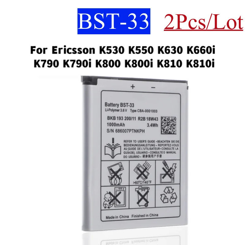 BST-33 แบตเตอรี่โทรศัพท์มือถือสําหรับ Sony Ericsson K800i K810i C702 C903 F305 G900 K550i K630i K660