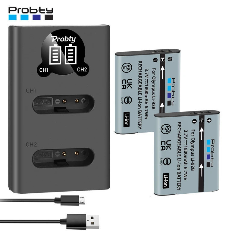 DB-110 LI-90B LI-92B แบตเตอรี่และเครื่องชาร์จสําหรับ Olympus Tough TG-6, TG-5, TG-Tracker, SH-1, SH-