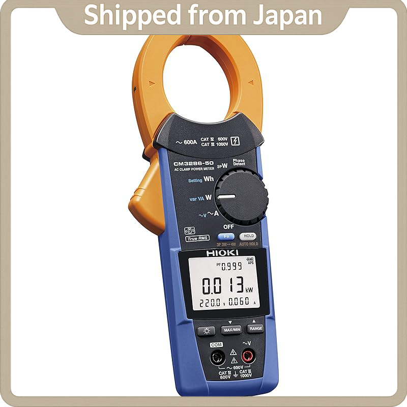 HIOKI CM3286-50 AC Clamp Power Meter 600A — Bluetooth & Z3210 Wireless Adapter Compatible, Measures 