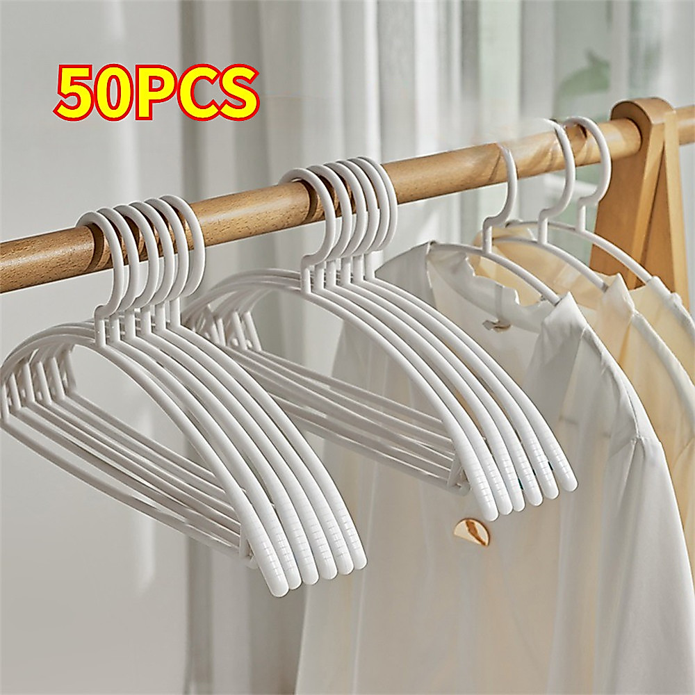 50PCS ไม้แขวน ไม้แขวนผ้า ราวหนีบผ้า ไม้แขวนเสื้อกันลื่น ไม้แขวนสูท แขวนเสื้อ สามารถใช้แขวนชุดชั้นในและกางเกงขายาวได้