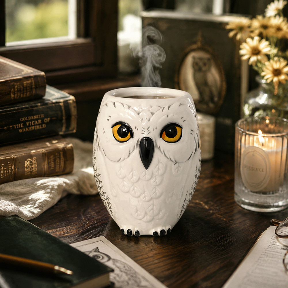 นกฮูกถ้วยเซรามิคตลกสัตว์ถ้วยน้ํากาแฟนมน้ําผลไม้ Drinkware Magic School Adission Noice Messenger เด็กของขวัญ