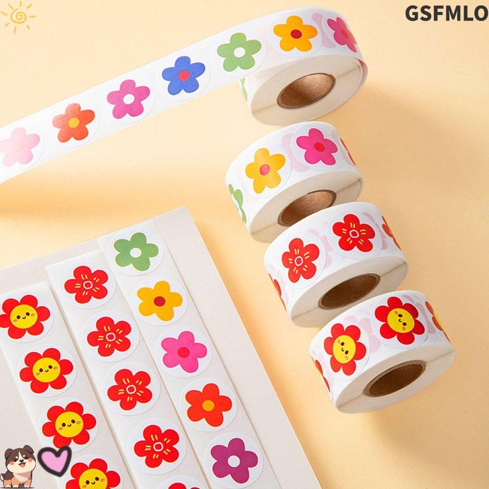 GSFMLO 500ชิ้น/ม้วนสติกเกอร์อนุบาล,สติกเกอร์สรรเสริญการ์ตูนกาวในตัว,เครื่องเขียนนักเรียนสัตว์ดอกไม้สีแดงเล็กๆสติกเกอร์รางวัล