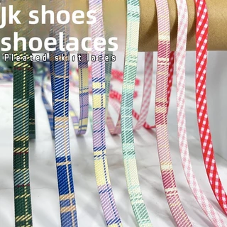 8 มม.บล็อกสี Polka Dot เชือกผูกรองเท้าแบน, Ice Cream Stripe JK สีเปลี่ยน Laces สําหรับกีฬารองเท้าผ้าใบลําลอง 1 คู่
