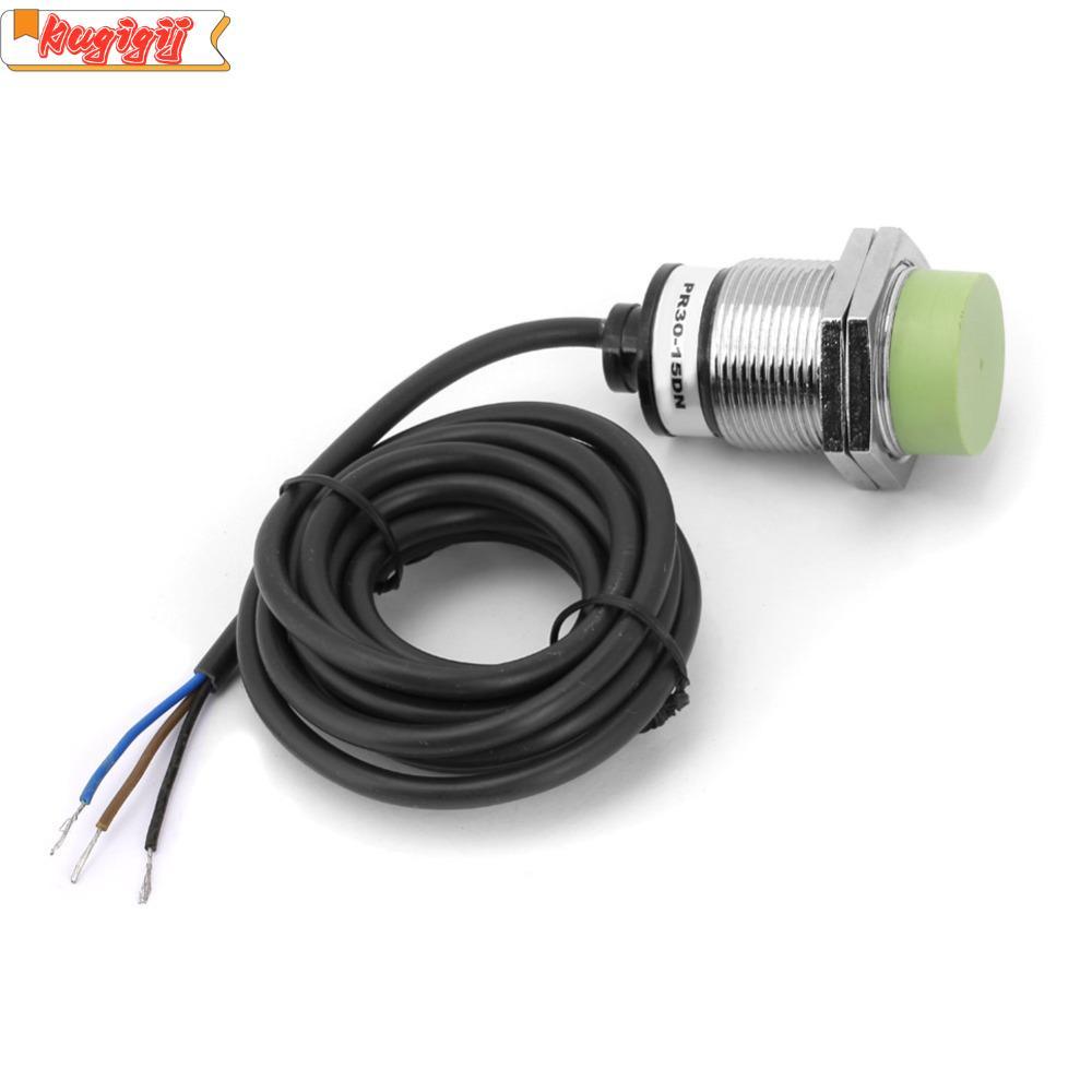 KUGIGIBH Proximity Switch, 3 สาย NPN NO DC12-24V Proximity Sensor Switch, การก่อสร้างที่ทนทาน PR30-15DN 15 มม.ระยะทางตรวจจับ DC Proximation ระบบ