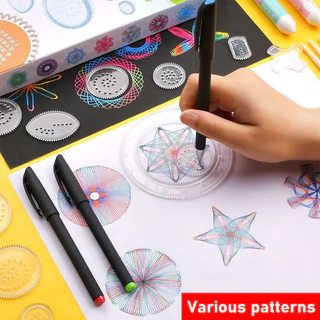 Geetoy 28 ชิ้น สไปโรกราฟ วาดเกียร์ล้อสําหรับเด็กสมุดระบายสีของเล่นเพื่อการศึกษา