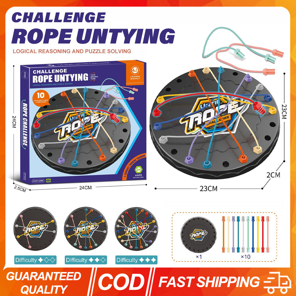 2 ชิ้นเชือก Tangle Challenge Logical Thinking Challenge สี Twisted Connected Line กลยุทธ์สมองสนุกเกมตารางของเล่นเพื่อการศึกษาสําหรับเด็ก