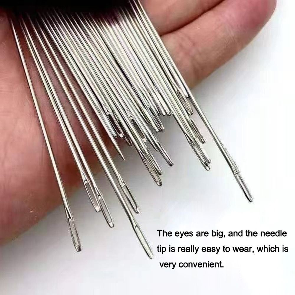 DUCKIHOGAN 34 ชิ้น/เซ็ตชุดเย็บผ้า, เย็บง่ายด้วยเข็มด้านบนเข็มเหล็กจมูกขนาดใหญ่, ทนทานสแตนเลสผ้านวมเข็มเย็บผ้า DIY เครื่องแต่งกายอุปกรณ์เย็บผ้า - รูปที่ 3