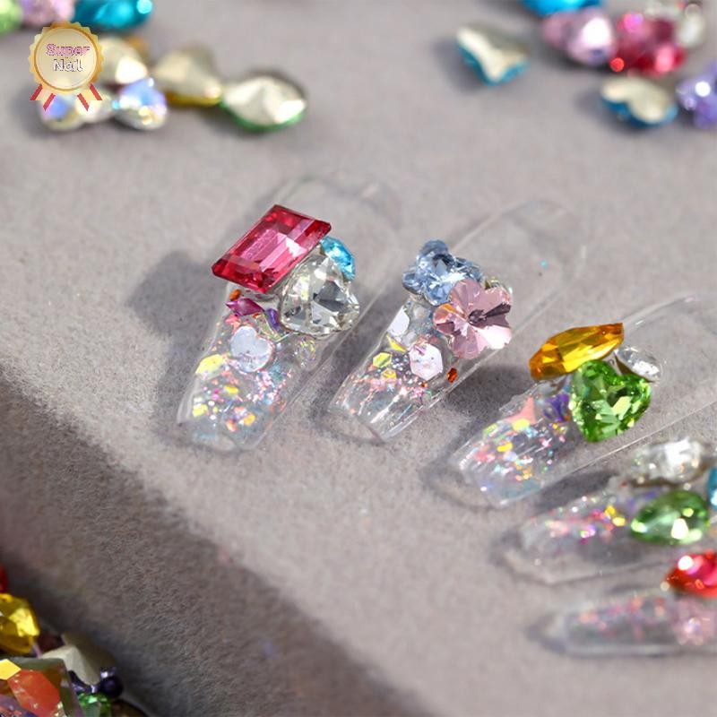 Flth 20 ชิ้นขนาดที่แตกต่างกันรูปร่างเล็บ Rhinestones 3D แก้วคริสตัลเพชรรักบิดเบี้ยวหัวใจ Super Shiny Charms อัญมณีหิน D Vary