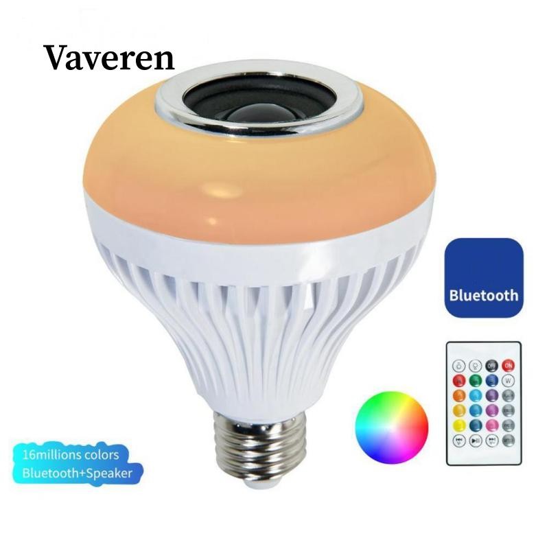 [Vaveren] 5-7W LED RGB Speaker Bulb Light Dimmable Music Lamp Night 0G240V พร้อมรีโมทคอนโทรล, E27 Sc