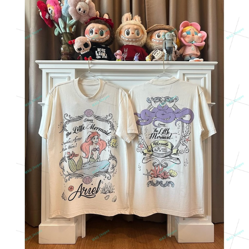 COD✅ (จัดส่งในกรุงเทพฯ) MAO Shop princess เจ้าหญิงดิสนีย์พิมพ์เสื้อยืดสีขาวแขนสั้นรอบคอผ้าฝ้ายด้านบนผู้หญิง-A3