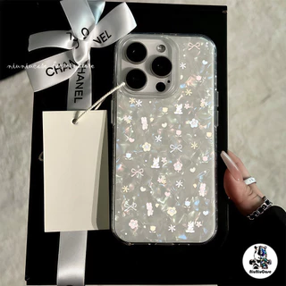 สำหรับ เคสไอโฟน16 โบว์สีชมพู ลายเปลือกหอย For IPhone 12 11 15 13 16 14 Pro Max XR XS X Max 7 8 16 Plus SE เคสไอโฟนสวยๆ