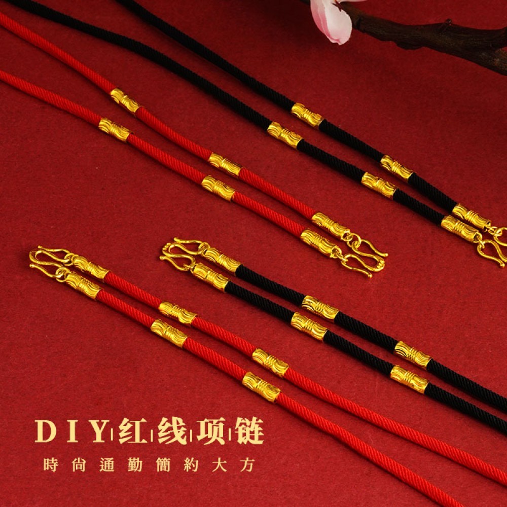 สร้อยคอห้อยพระ สร้อยคอหุ้มทอง ไม่ลอก สร้อยคอเชือกร่ม คั่นทอง หัวมังกร หนัก1บาท ยาว24นิ้ว คล้องพระ4อง