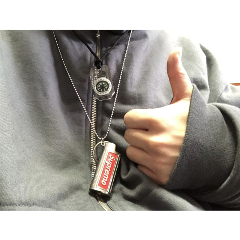 SUPREME x TNF เข็มทิศสร้อยคอจี้ 18FW เครื่องประดับสำหรับฮิปฮอป สตรีทแวร์