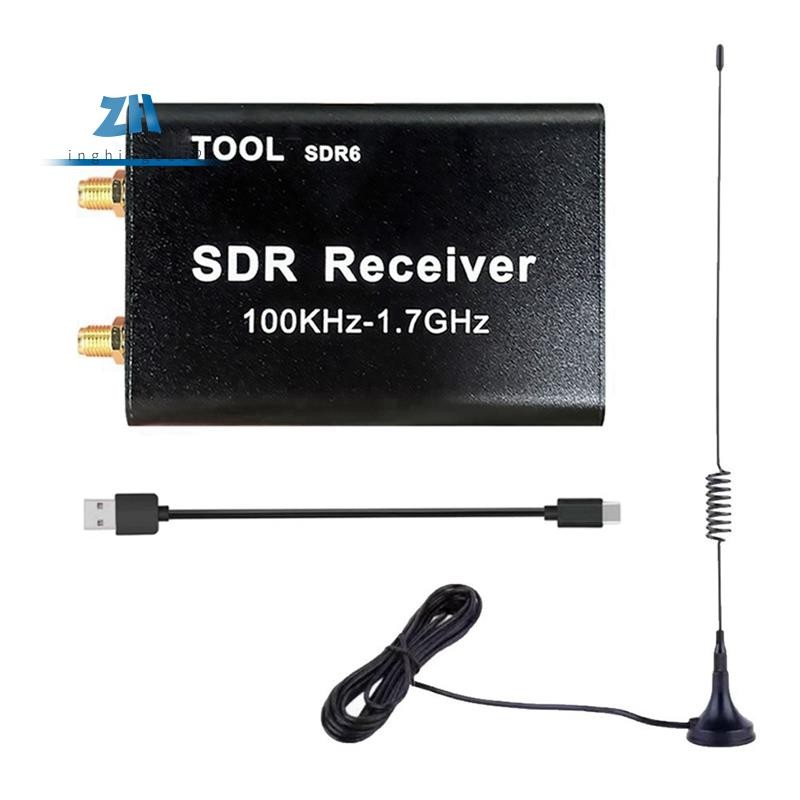 SDR6 RTL-SDR ตัวรับสัญญาณ 100KHz-1.7GHz SDR ซอฟต์แวร์สัญญาณวิทยุการบิน Shortwave Wideband RTL2832U +