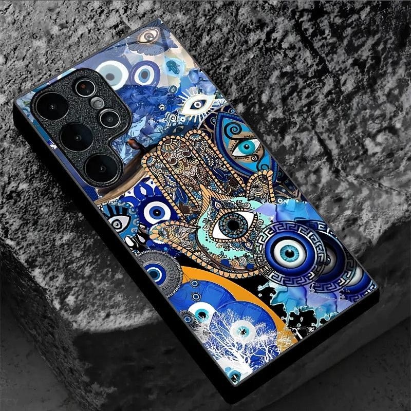 SAMSUNG Blue Eye Evil (8) ออกแบบเคสโทรศัพท์สําหรับSamsung Galaxy S20 S21 S22 S23 S24 S25 Ultra Plus S23FE S24FE A53 A54 A55 A34 A33 หรูหรากระจกนิรภัย