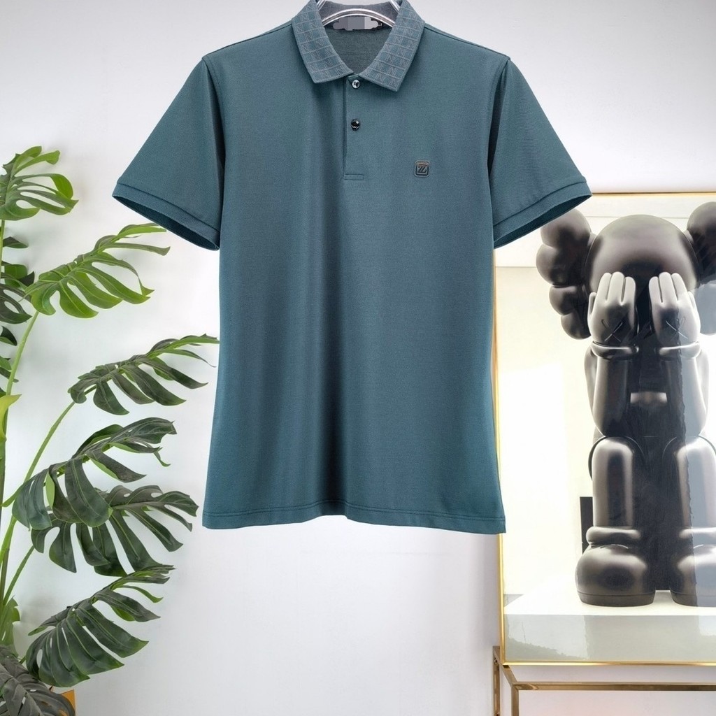 LZL9 ZEGNA 2025Summer Men's Short Sleeve Turn-down Collar POLO Men's Slim Fit Embroidered Shirt z Me