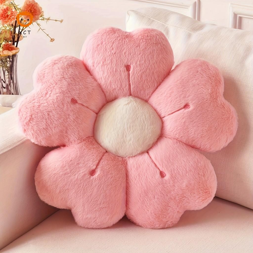 หมอนตุ๊กตาลายดอกไม้เดซี่ขนาด 13.7 นิ้ว สีชมพูและขาวนุ่มสบาย เหมาะสำหรับโซฟาและเตียง