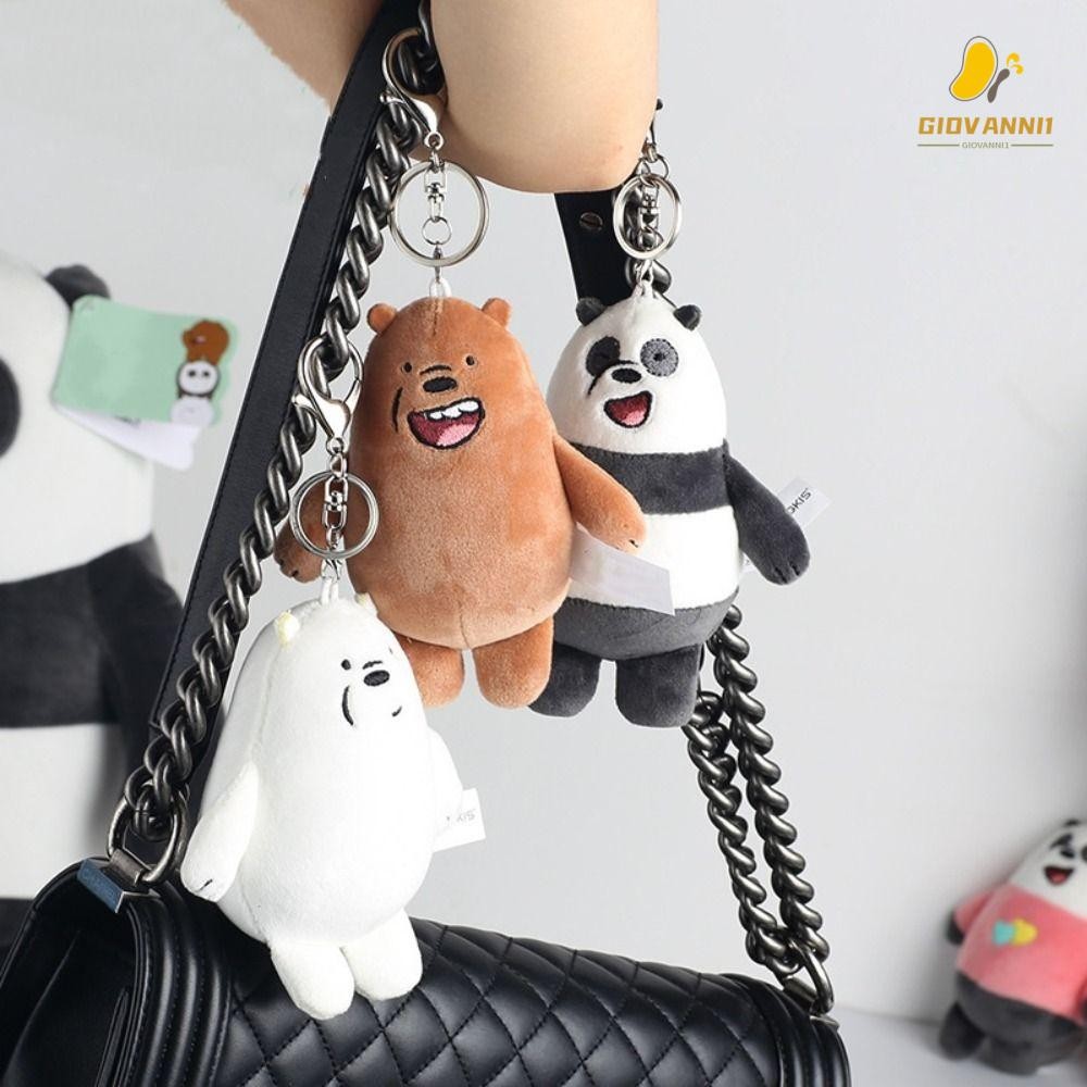 GIOVANNI1 We Bare Bears จี้, ยัดตุ๊กตากระเป๋า Charm Ice Bear พวงกุญแจ, สําหรับเด็ก Kawaii Plushies ต
