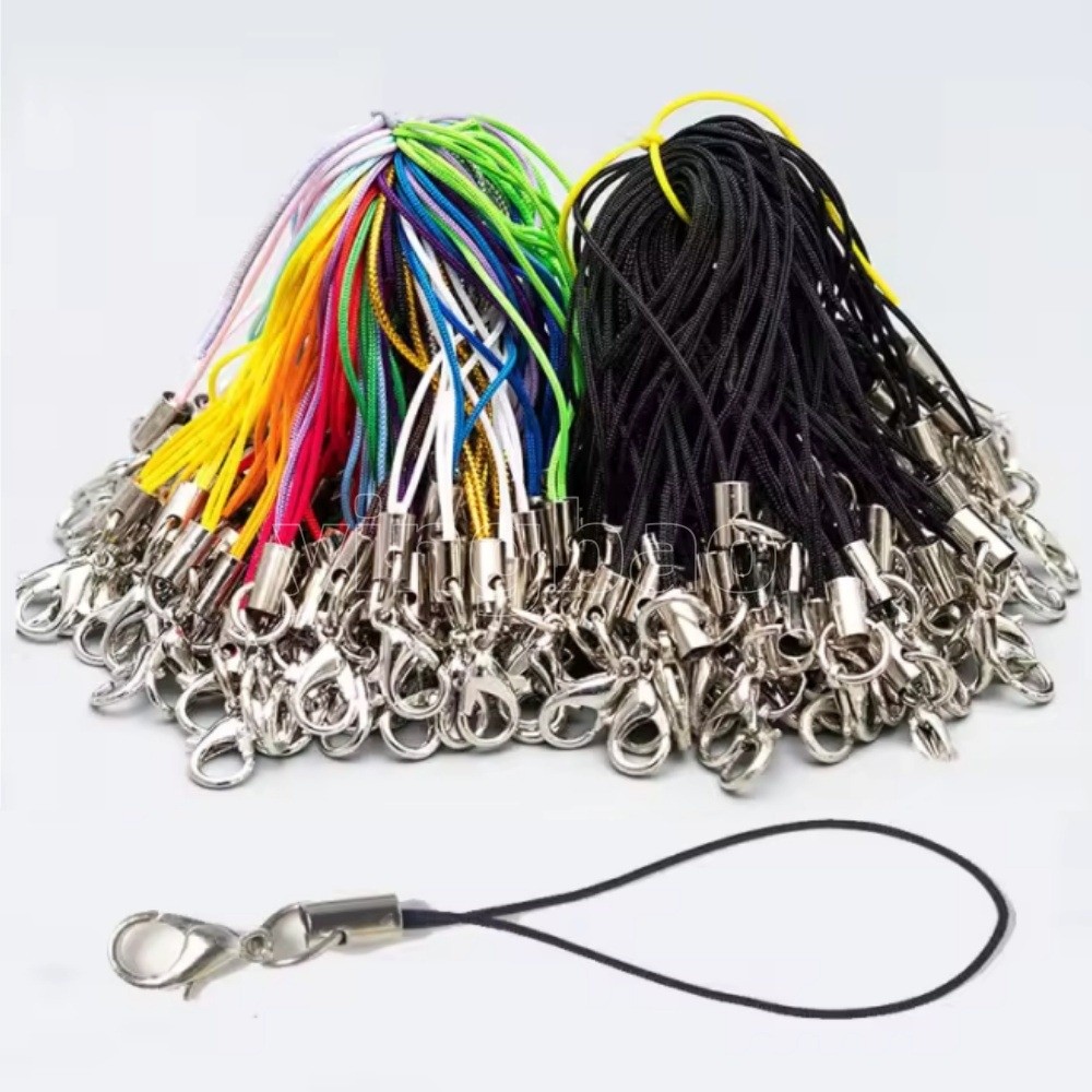 100 ชิ้น/ล็อตกุ้งก้ามกราม Lanyard สายคล้องสายไฟมือถือสายไฟ Charm ไนลอน Key แหวนสําหรับ DIY พวงกุญแจเครื่องประดับทําอุปกรณ์เสริม
