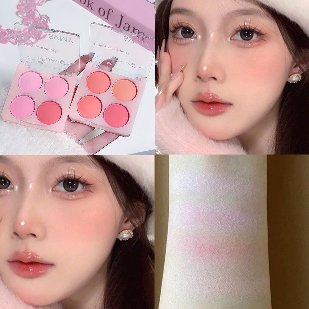 Svmy 4 Color Blush Palette Nude Makeup Plate Matte Purple Cheek Rouge Plate K9u7