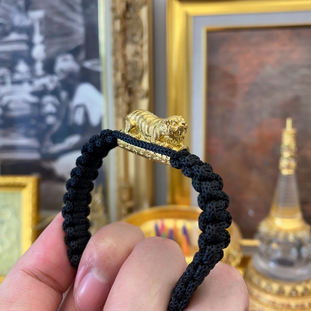 ️ กัดเงิน Tiger Red Rope Black Rope Amulet LP Ben กัด Tiger Hand Rope Size Retractable Adjustable 9.