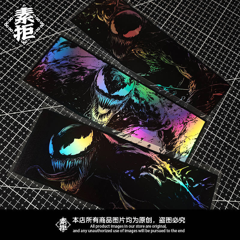 Venom Poison Laser Bumper Stickers Marvel Movie Spider-Man Car Electric Motorcycle Waterproof Decora