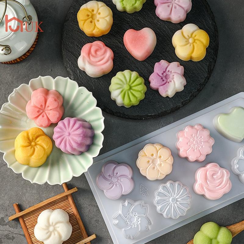 UK Jelly Mold 8 ช่องพลาสติก Fondant ดอกไม้หัวใจพุดดิ้ง Mould Home Kitchen นํากลับมาใช้ใหม่ TH