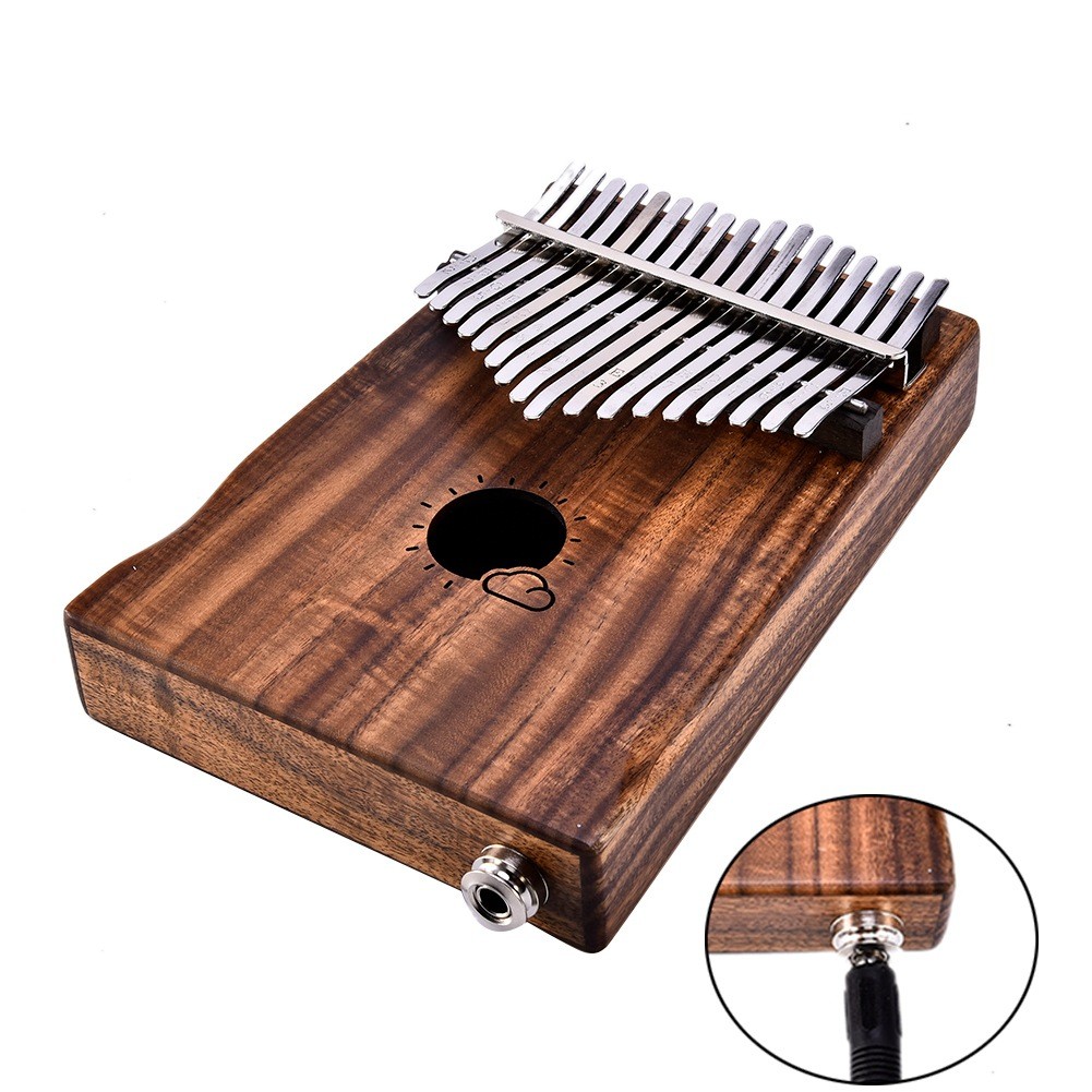 Muspor 17-Key Electric Case EQ Acacia Wood Thumb Piano Kalimba Kalimba กระเป๋า EVA + สายสัญญาณเสียง 