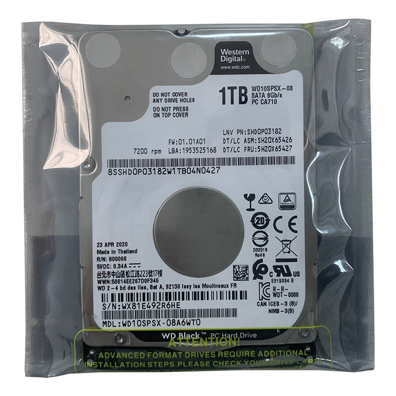 7200 Rpm PMR แนวตั้ง 8 ซม.WD Western Data WD10SPSX Enterprise Black Disk 1T Notebook Hard Disk 7 มม.