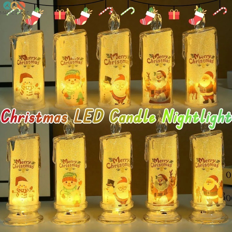 [บ้าน]ไฟเทียนคริสต์มาส LED แบบแบตเตอรี่ ดีไซน์คริสตัล ปลอดภัยสำหรับใช้เป็น NIGHTLIGHT
