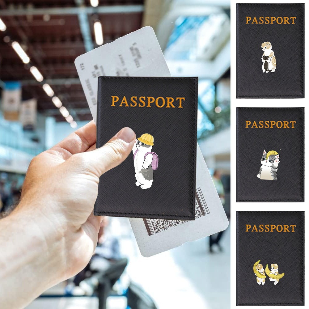 ที่ใส่พาสปอร์ต กระเป๋าพาสปอร์ต ปกพาสปอร์ต ลายแมวการ์ตูนน่ารัก ของขวัญเทศกาล ของใช้จำเป็นสำหรับเดินทาง