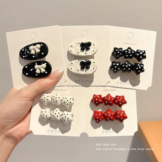 กิ๊บติดผมลายจุดสีดำและสีขาวสำหรับ 여성 เครื่องประดับผมใหม่