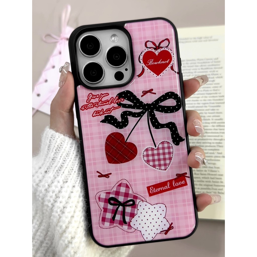 Foundation Bow Heart เปลือกโทรศัพท์มือถือ Drop-Resistant สําหรับ iPhone 16 Promax 15 Promax 11 12 13 14plus 15plus 16e 16plus 16pro 15pro