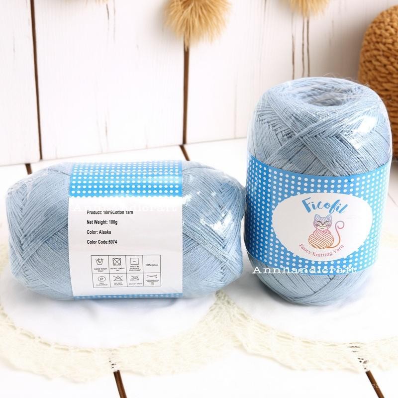 ด้ายถัก คอตตอน 100%  ตรา Ficofil (ไหมตราแมว) น้ำหนัก 100 กรัม ด้ายถักเสื้อ เส้นใยฝ้าย