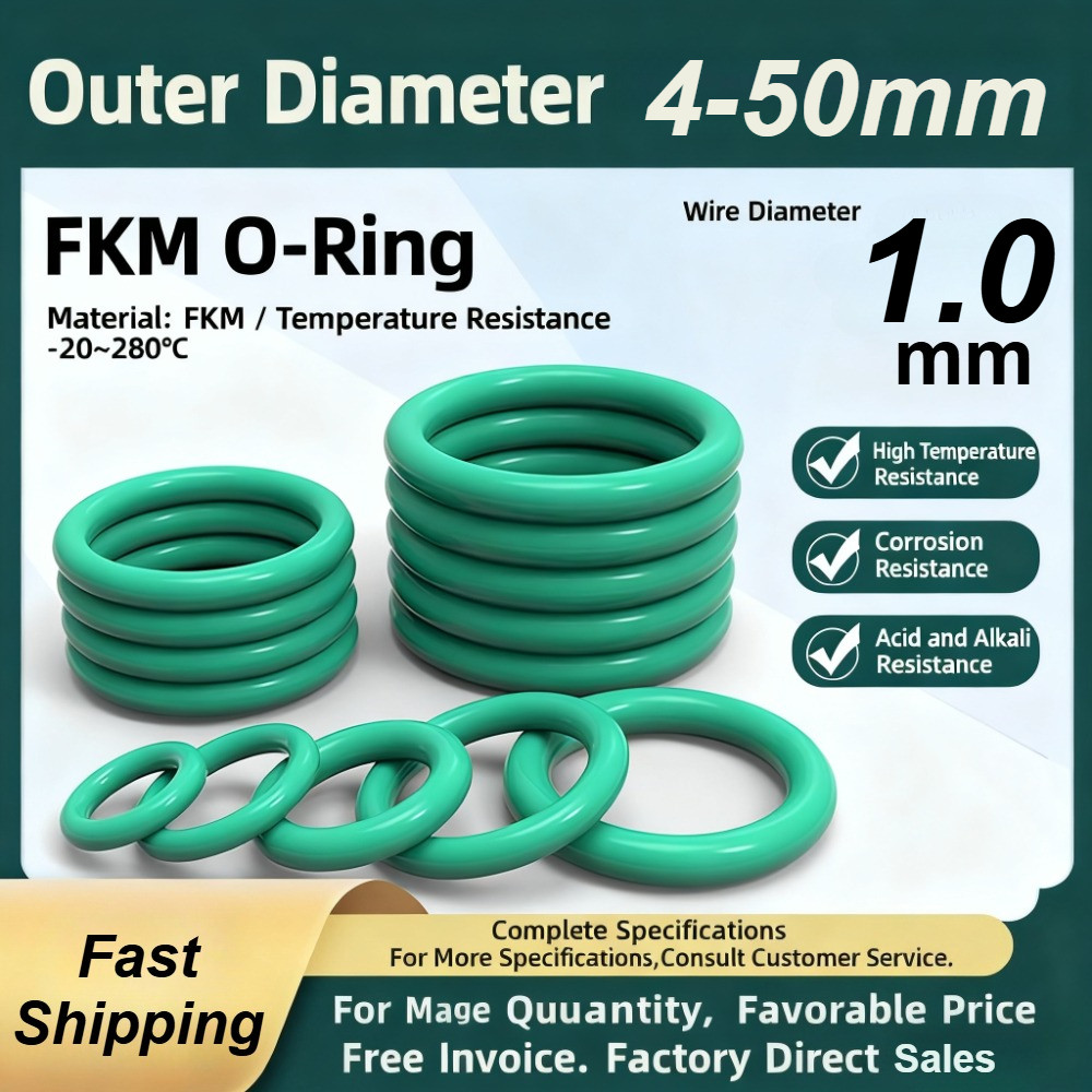 [XM] แหวนโอริงยางฟลูออไรด์ CS1.0mm * OD4-50mm FKM แหวนซีลยาง