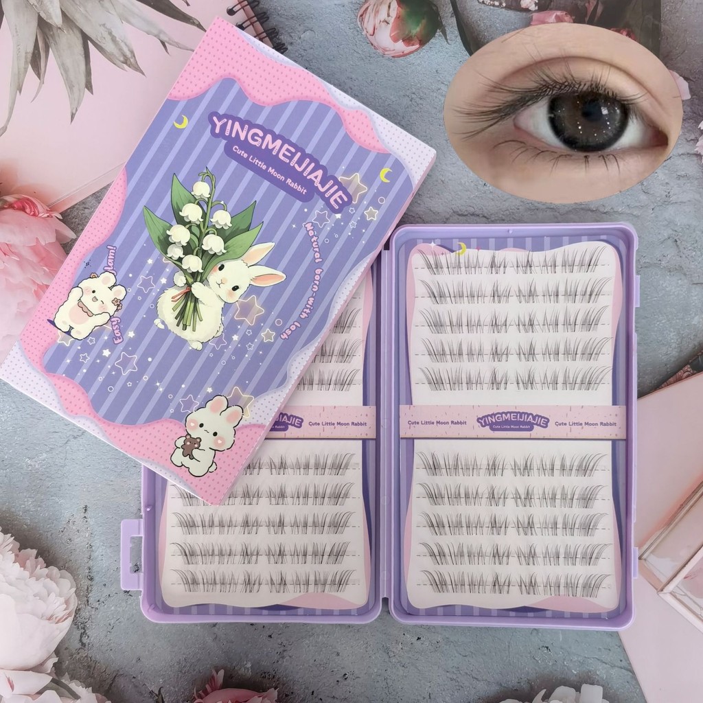 【ไม่ต้องใช้กาว】ขนตาปลอม YF63 20แถว ขนตาเส้นเล็กธรรมชาติมาก ทรงกากบาท ติดเองได้ ใส่วันเดียวทิ้ง