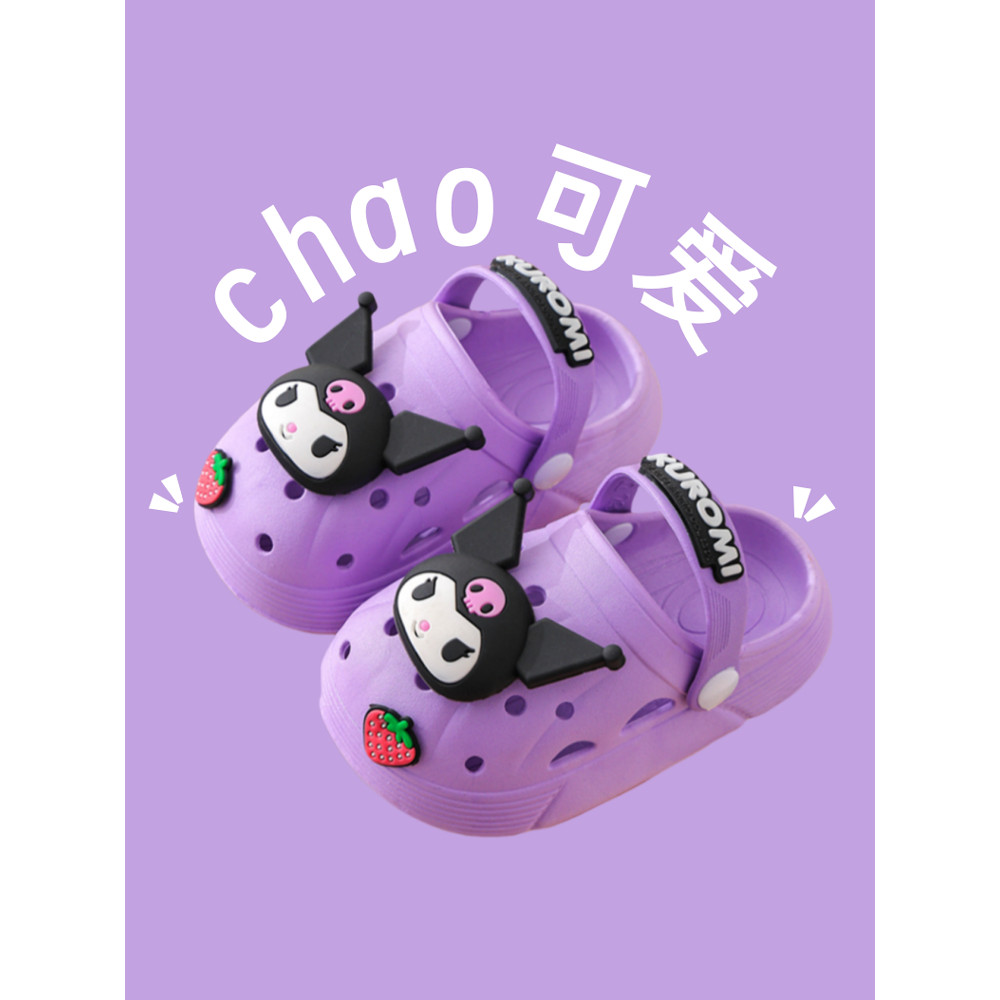 crocs เด็ก crocs รองเท้าแตะเด็กผู้หญิง Sanrio Kuromi ออกแบบกันลื่น สำหรับฤดูร้อน