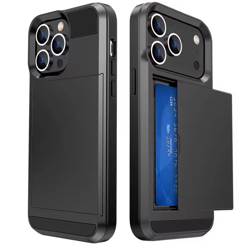 กรณีโทรศัพท์มือถือกันกระแทกพร้อมช่องเสียบการ์ด เหมาะสำหรับ IPhone 17 Pro Max 16 Pro Max 15 Pro Max
