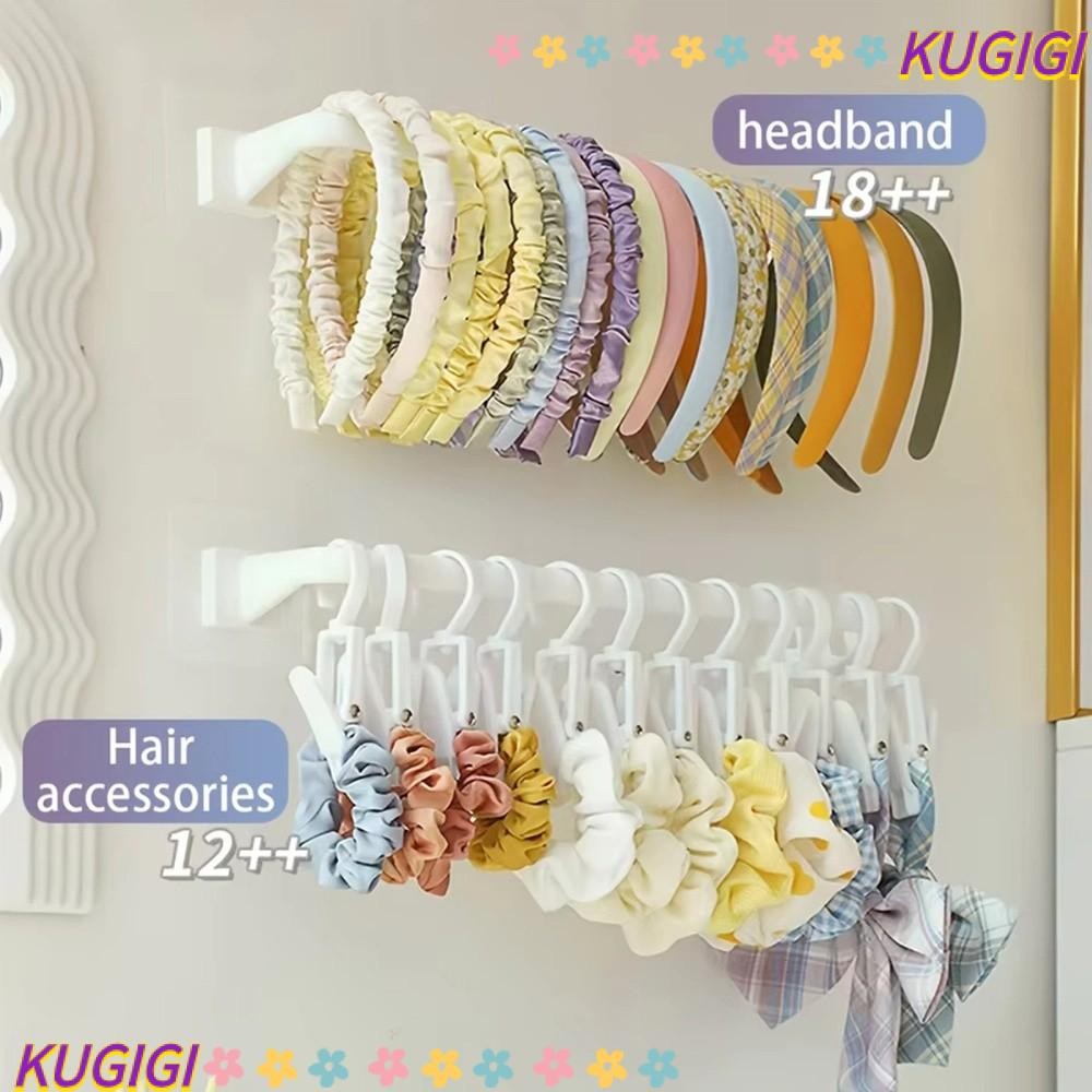 KUGIGI Scrunchies ที่เก็บแถบคาดศีรษะ Rack กิ๊บติดผม Hoop Storage ติดผนัง Band Storage Self มัลติฟังก์ชั่น No-Punch อุปกรณ์เสริมผม Organizer