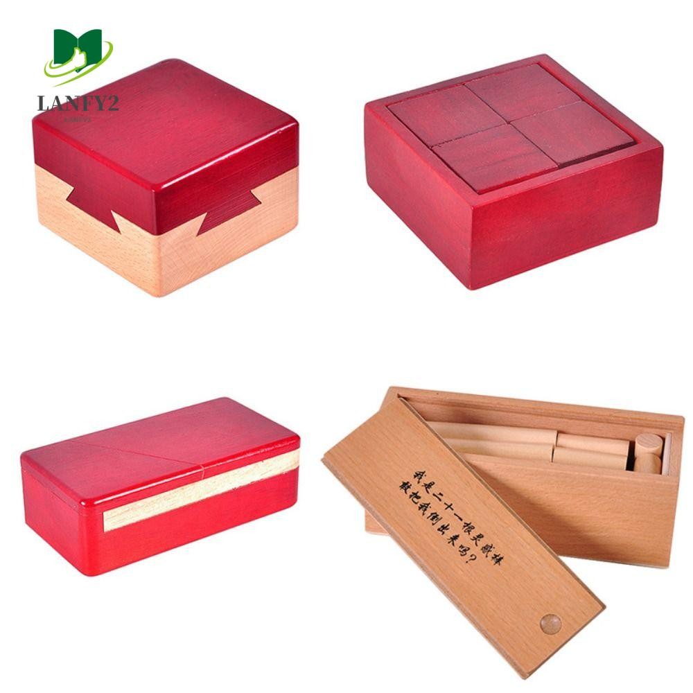 ALANFY ปริศนาพัฒนาสมองไม้, ปลดล็อค Luban ล็อค IQ Puzzle Mind Brain Teaser, การพัฒนาทางปัญญาสมอง Teaser เปิดกล่องปริศนาไม้ 3D ปริศนาไม้ของขวัญวัยรุ่น