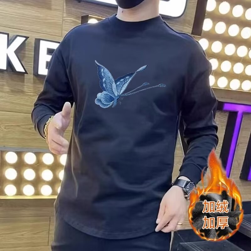 2025 ฤดูใบไม้ผลิฤดูใบไม้ร่วงรอบคอด้านบน 2024 ใหม่ผู้ชายอินเทรนด์รูปแบบใหม่พิมพ์เสื้อกันหนาว ใหม่23 ห